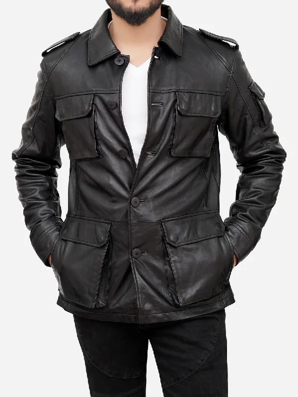 Plus - size men jackets with adjustable drawstrings for a comfortable fitJasiel Classic Sheepskin Vintage Black Leather Jacket Plus - size men jackets with adjustable drawstrings for a comfortable fitJasiel Classic Sheepskin Vintage Black Leather Jacket