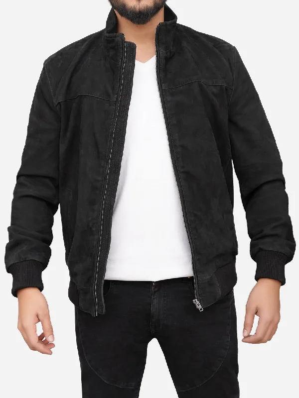 Men jackets with a hidden interior pocket for secure storageJaxon Casual Black Bomber Jacket Men jackets with a hidden interior pocket for secure storageJaxon Casual Black Bomber Jacket