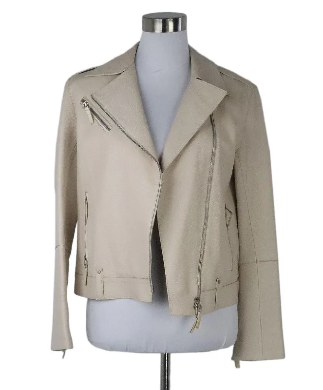 Athletic Fit Men's Olive Green Corduroy Blazer with Patch Pockets for a Rustic and Casual StyleLafayette Beige Leather Jacket sz 2