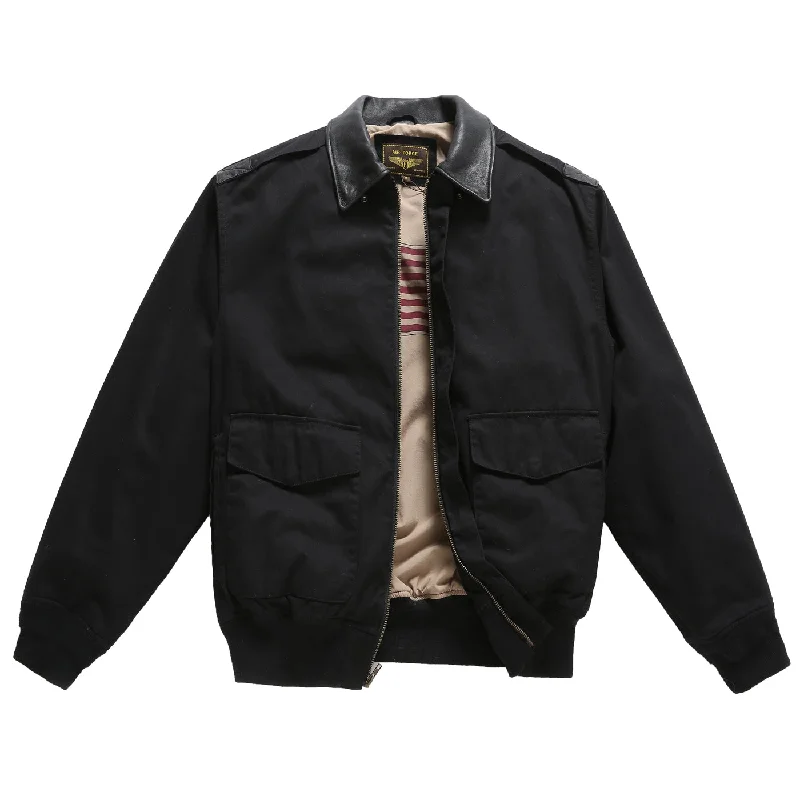 Plus - size men jackets with adjustable drawstrings for a comfortable fitLanding Leathers Men Air Force A2 Leather Trim Bomber Jacket (A-2) Plus - size men jackets with adjustable drawstrings for a comfortable fitLanding Leathers Men Air Force A2 Leather Trim Bomber Jacket (A-2)