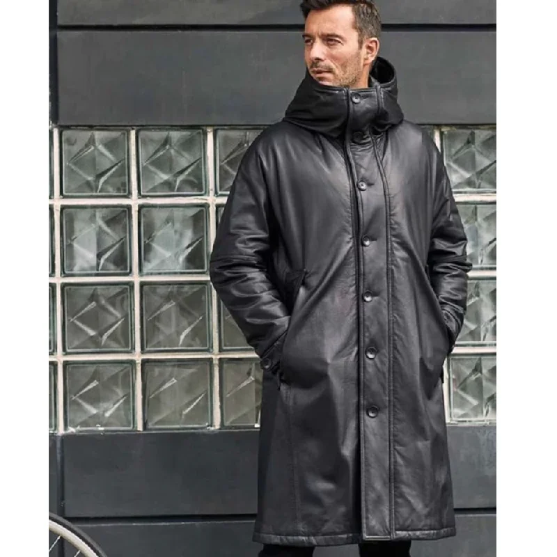 Fleece - lined men jackets for cold - weather commutingLeather Down Jacket Long Winter Overcoat Fleece - lined men jackets for cold - weather commutingLeather Down Jacket Long Winter Overcoat