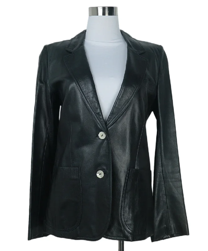 Men's Double - Breasted Velvet Blazer in Burgundy for a Sophisticated Evening OutfitLoewe Black Leather Jacket sz 4