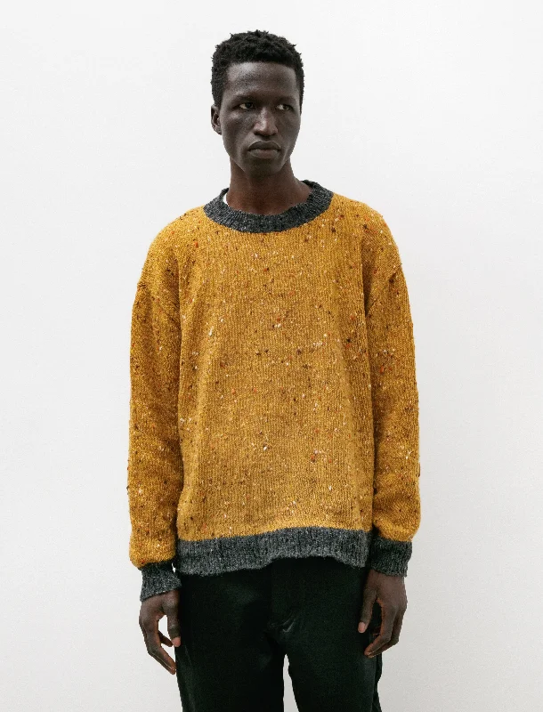Long - sleeved men's knit tops for colder weather​R17 Z-1 Golden Hand Knit Sweater