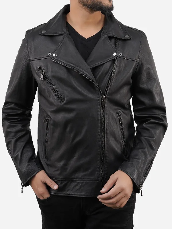 Lightweight men jackets made from recycled nylon for eco - friendly travelMarcus Black Sheepskin Real Leather Motorcycle Jacket Lightweight men jackets made from recycled nylon for eco - friendly travelMarcus Black Sheepskin Real Leather Motorcycle Jacket