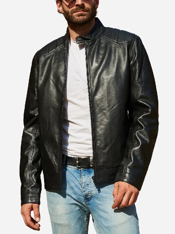Windbreaker men jackets with UV protection for outdoor activitiesMatheo Designer Quilted Black Biker Jacket Windbreaker men jackets with UV protection for outdoor activitiesMatheo Designer Quilted Black Biker Jacket