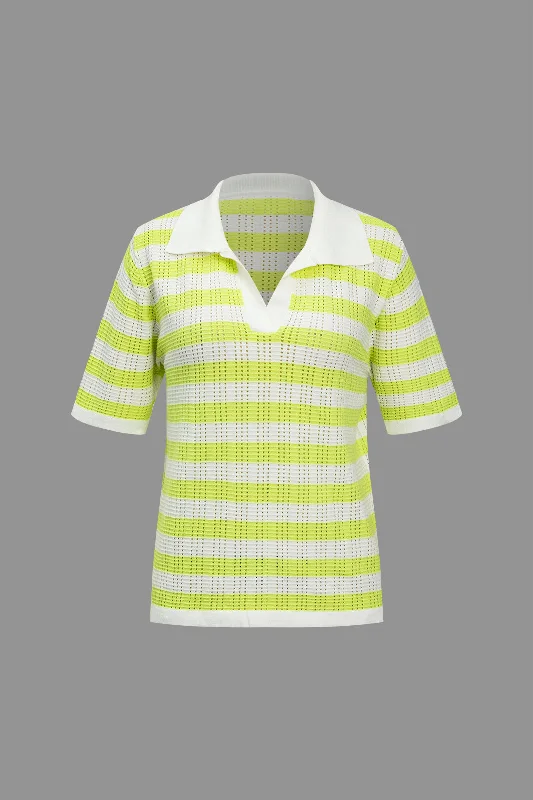 Knit Color Block Short-Sleeve Top