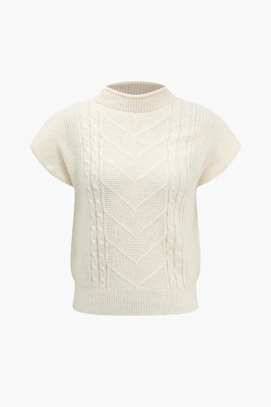 Basic Solid Knit Short-Sleeve Top