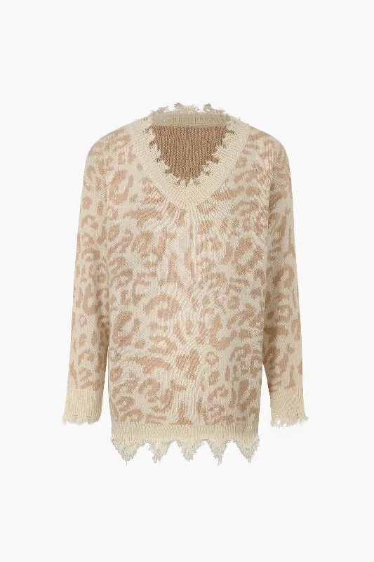 Frayed Leopard Sweater