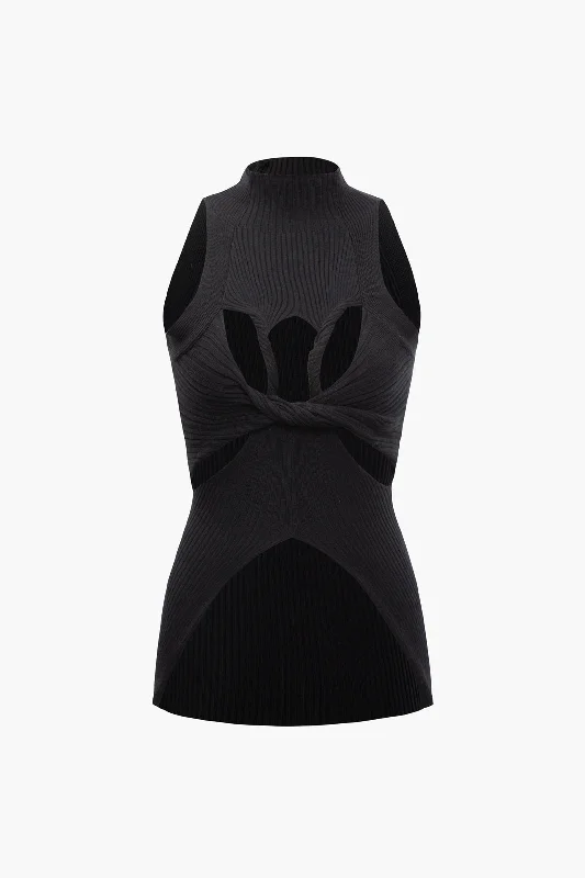 Knit Cut Out Twist Knot Vest