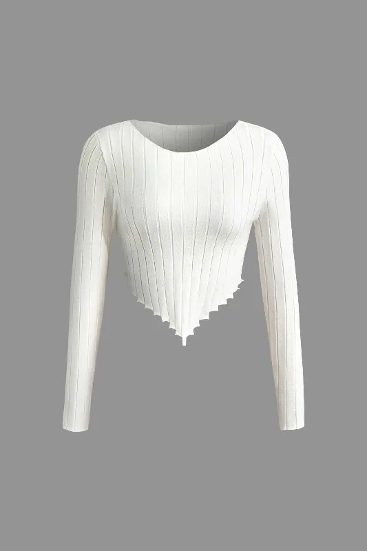 Ribbed Knit Long-Sleeve Top