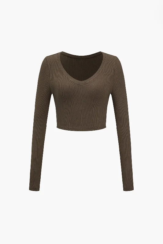 Basic Solid Knit Long-Sleeve Top