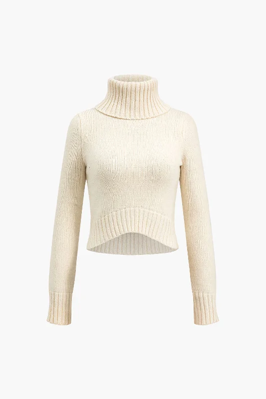 Ribbed Turtleneck Cropped Sweater