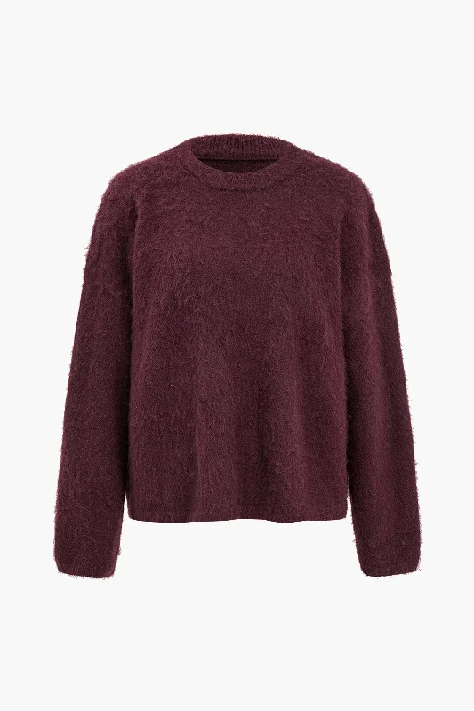 Fluffy Round Neck Long Sleeve Sweater