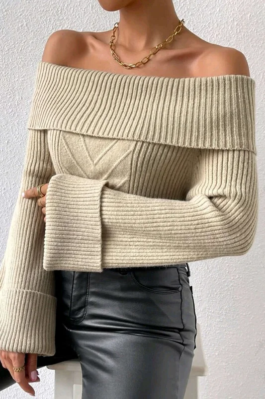 Knit Off Shoulder Long-Sleeve Top