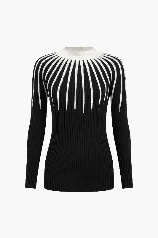 Men's knit tops with a custom - fit option​Illusion Pattern Knit Long-Sleeve Top
