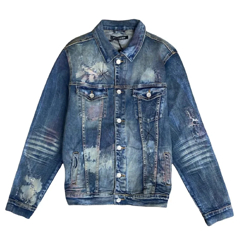 Windbreaker men jackets with UV protection for outdoor activitiesMen's Color Splatter Denim Jacket In Multi Windbreaker men jackets with UV protection for outdoor activitiesMen's Color Splatter Denim Jacket In Multi