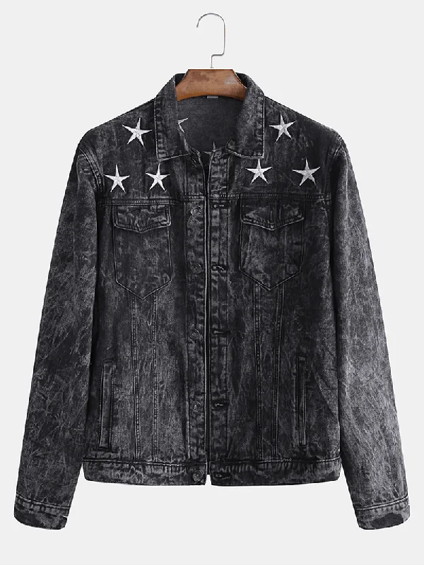 Hooded men jackets with a detachable faux - fur trim for added warmthMen'S Fashion Print Pocket Decoration Casual Washed Denim Jacket Hooded men jackets with a detachable faux - fur trim for added warmthMen'S Fashion Print Pocket Decoration Casual Washed Denim Jacket