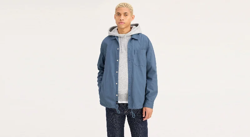 Men jackets with a hidden interior pocket for secure storageMen's Relaxed Fit Coaches Shirt Jacket Men jackets with a hidden interior pocket for secure storageMen's Relaxed Fit Coaches Shirt Jacket