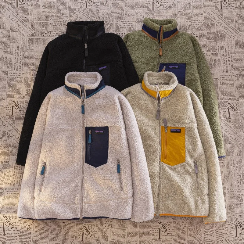 Plus - size men jackets with adjustable drawstrings for a comfortable fitMen's Thickened Plush Double-sided Lamb Jacket Plus - size men jackets with adjustable drawstrings for a comfortable fitMen's Thickened Plush Double-sided Lamb Jacket