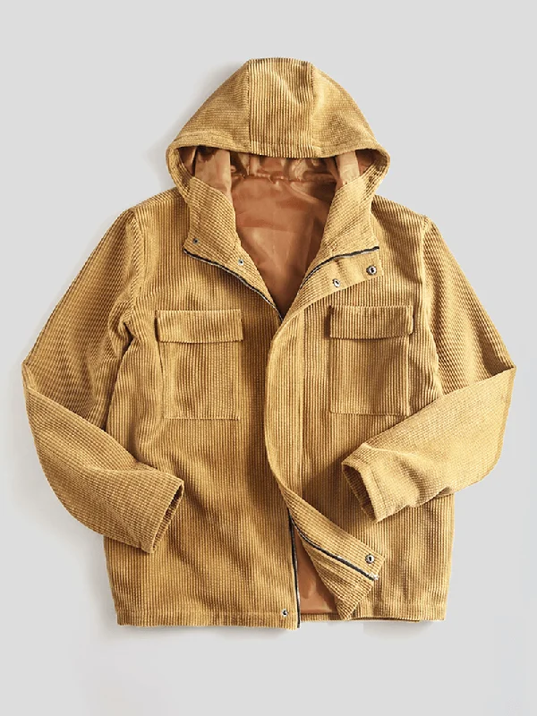 Waterproof men jackets with taped seams for heavy rain protectionMens Vintage Corduroy Hooded Practical Pockets Long Sleeve Casual Jacket Waterproof men jackets with taped seams for heavy rain protectionMens Vintage Corduroy Hooded Practical Pockets Long Sleeve Casual Jacket