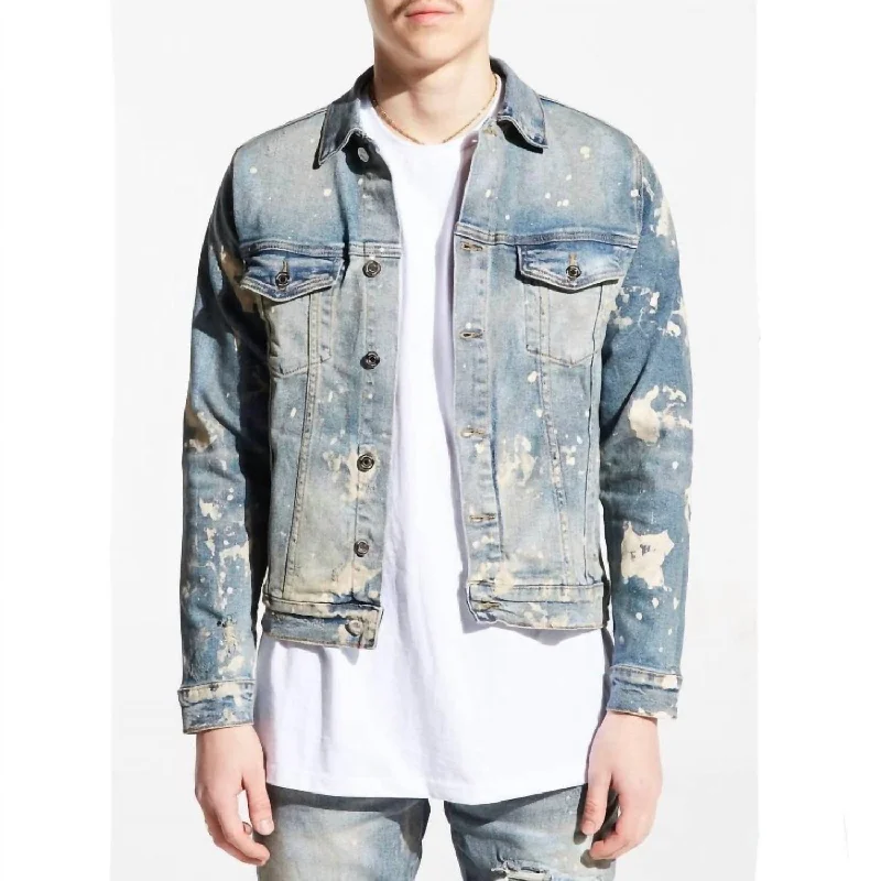 Hooded men jackets with a detachable faux - fur trim for added warmthMen's Williamson Denim Jacket In Light Blue Hooded men jackets with a detachable faux - fur trim for added warmthMen's Williamson Denim Jacket In Light Blue