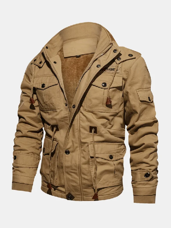 Men jackets with a hidden interior pocket for secure storageMens Winter Fleece Warm Hooded Multi Pockets Casual Cotton Jacket Men jackets with a hidden interior pocket for secure storageMens Winter Fleece Warm Hooded Multi Pockets Casual Cotton Jacket