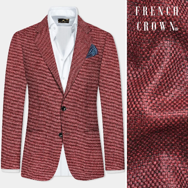 Merlot Red Single Breasted Designer Blazer