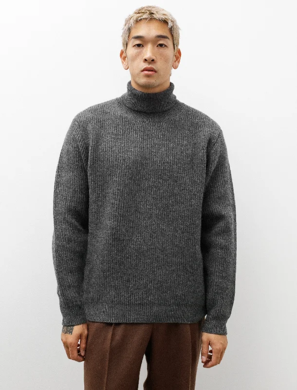 Men's knit tops suitable for gym workoutsMilled French Merino Rib Turtleneck Charcoal Men's knit tops suitable for gym workoutsMilled French Merino Rib Turtleneck Charcoal