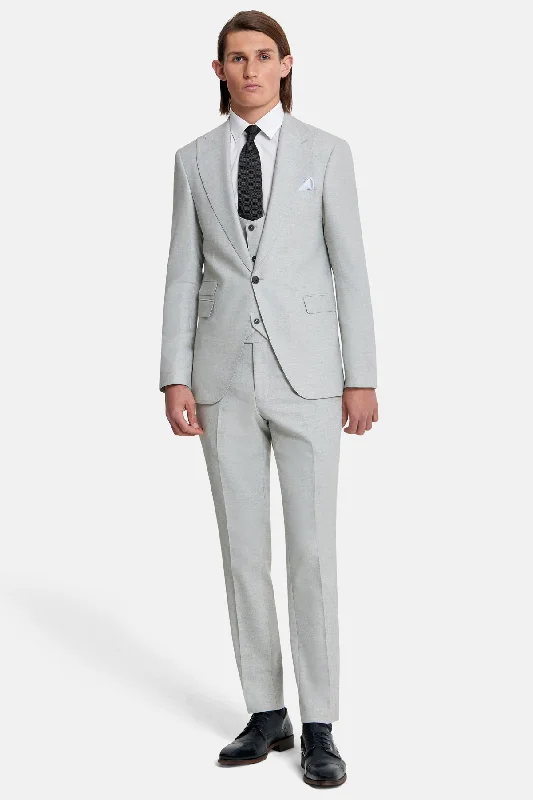 Plus Size Men's Charcoal Grey Linen Blazer with Notch Lapel for a Summer - Ready StyleNapoli Silver