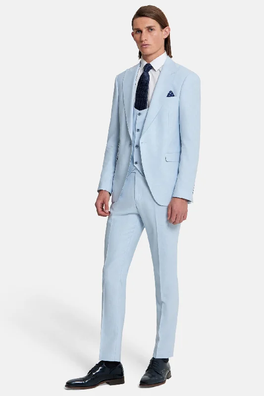 Men's Pin - Striped Wool - Blend Blazer in Navy and White for a Traditional Business AttireNapoli Sky