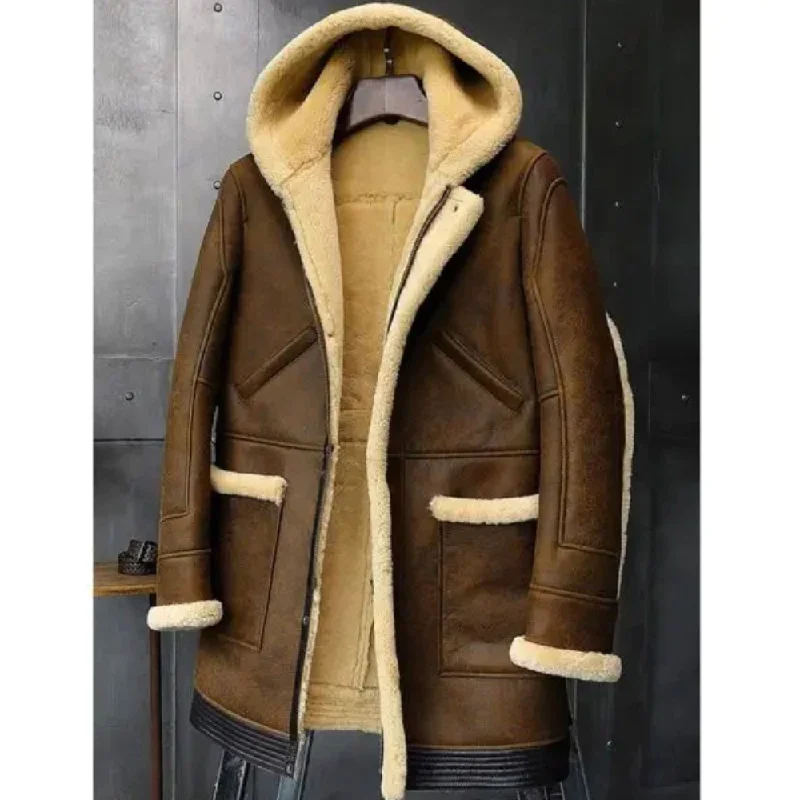 Men jackets with a zip - off sleeves to convert to a vestNew Mens Sheepskin Coat Hooded Leather Jacket Men jackets with a zip - off sleeves to convert to a vestNew Mens Sheepskin Coat Hooded Leather Jacket