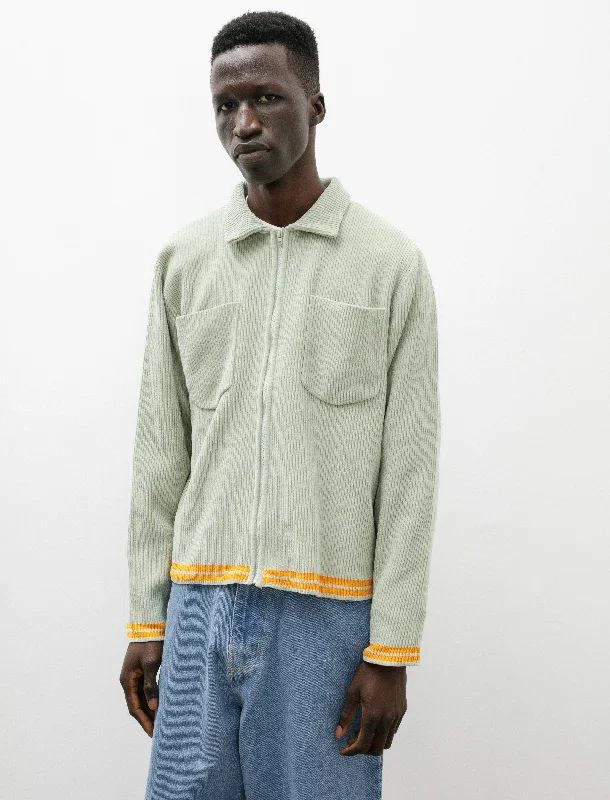 Rayon - based men's knit tops for a smooth texture​Cordy Knit Jacket Mint Green