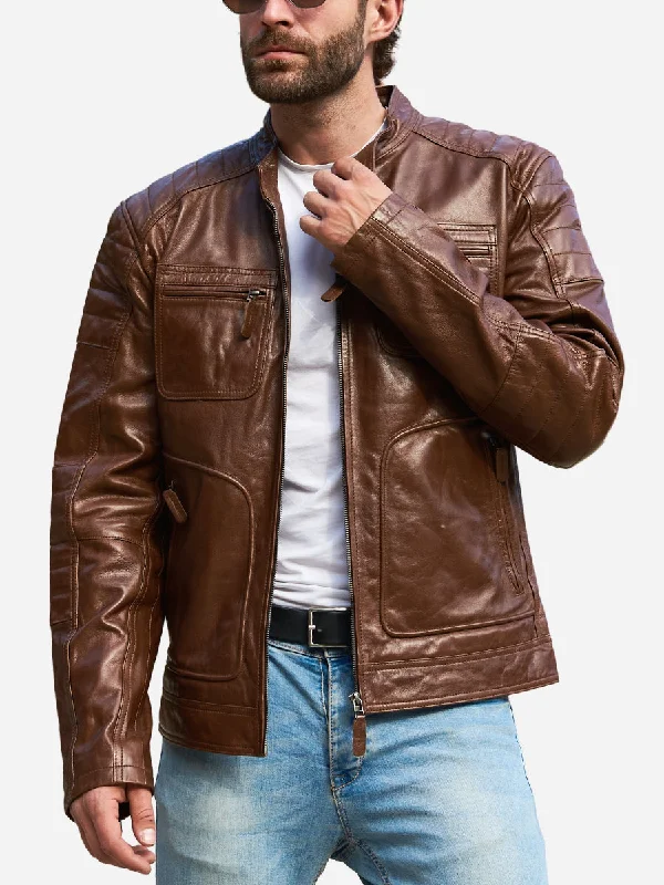 Tailored men jackets to pair with formal trousers for business meetingsReggie Distressed Brown Leather Biker Jacket Tailored men jackets to pair with formal trousers for business meetingsReggie Distressed Brown Leather Biker Jacket