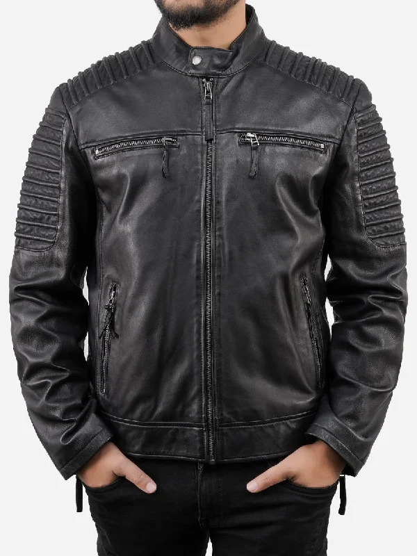 Embroidered men jackets with intricate floral designs for a unique aestheticRonald Cafe Racer Black Quilted Biker Jacket Embroidered men jackets with intricate floral designs for a unique aestheticRonald Cafe Racer Black Quilted Biker Jacket