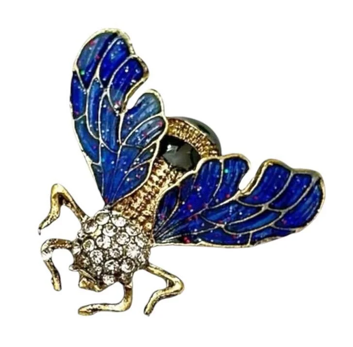 Men's Stretch - Fabric Blazer in Black for a Comfortable and Flexible Everyday WearRoyal Blue Color Bee Shaped Metal Brooch