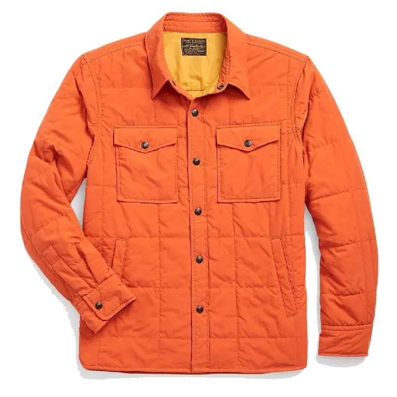 Men jackets with a media - friendly pocket for easy access to gadgetsRRL by Ralph Lauren Quilted Shirt Jacket Outdoor Orange Men jackets with a media - friendly pocket for easy access to gadgetsRRL by Ralph Lauren Quilted Shirt Jacket Outdoor Orange