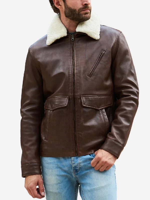 Hooded men jackets with a detachable faux - fur trim for added warmthSamuel Vintage Brown Shearling Leather Jacket Hooded men jackets with a detachable faux - fur trim for added warmthSamuel Vintage Brown Shearling Leather Jacket