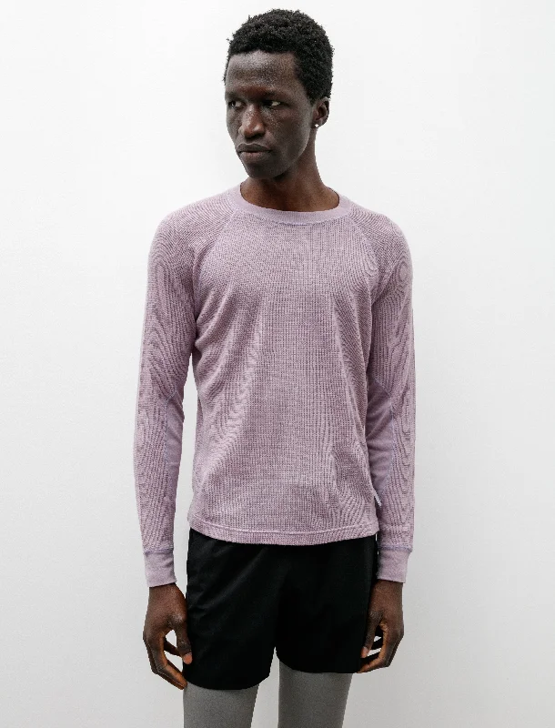 Turtle - neck men's knit tops for extra warmth​Cloud Merino Waffle Base Layer Dusk