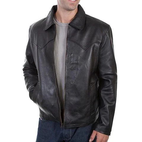Men jackets with a media - friendly pocket for easy access to gadgetsScully Men's Western Yoke Concealed Carry Leather Jacket in Black Men jackets with a media - friendly pocket for easy access to gadgetsScully Men's Western Yoke Concealed Carry Leather Jacket in Black