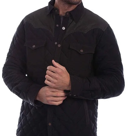 Hooded men jackets with a detachable faux - fur trim for added warmthScully Quilted and Suede Jacket-Black Hooded men jackets with a detachable faux - fur trim for added warmthScully Quilted and Suede Jacket-Black