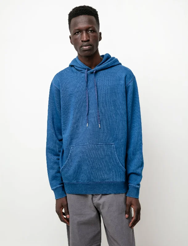 Quarter - zip men's knit tops for easy layering​Loopback Overhead Hoody Real Indigo