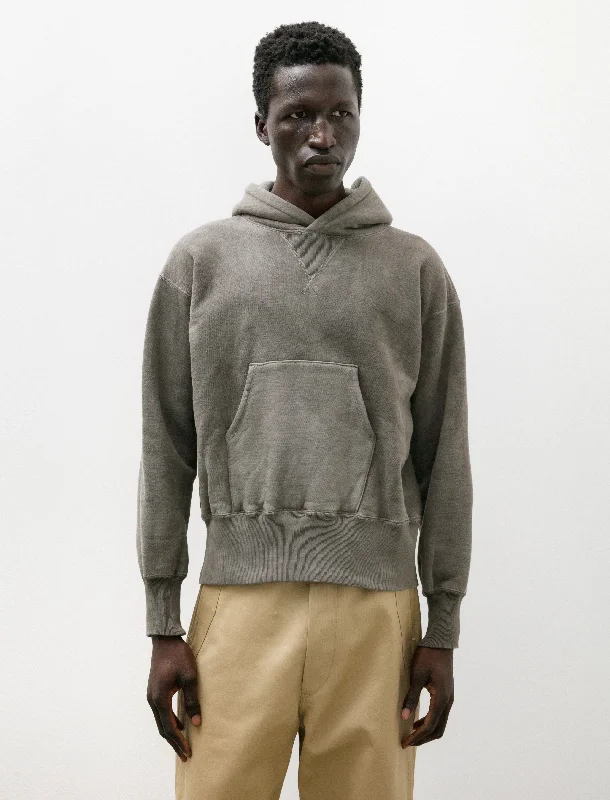Men's knit tops for summer as a standalone pieceLot 606 Hooded Sweatshirt Logwood Dyed Grey Men's knit tops for summer as a standalone pieceLot 606 Hooded Sweatshirt Logwood Dyed Grey