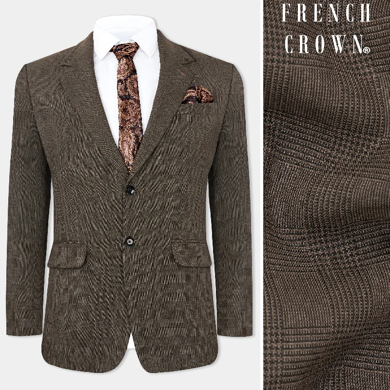 Taupe Coffee Brown Single-Breasted Blazer