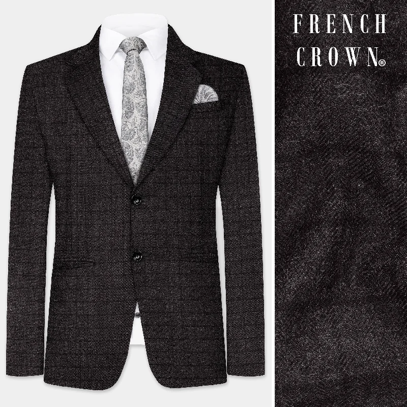 Men's Patterned Checkered Cotton Blazer in Multicolor for a Stylish and Trendy AppearanceThunder Gray Windowpane Tweed Blazer