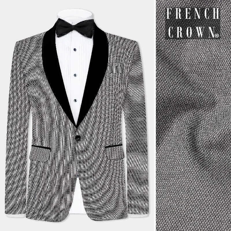 Vampire Gray Textured Wool Blend Tuxedo Blazer