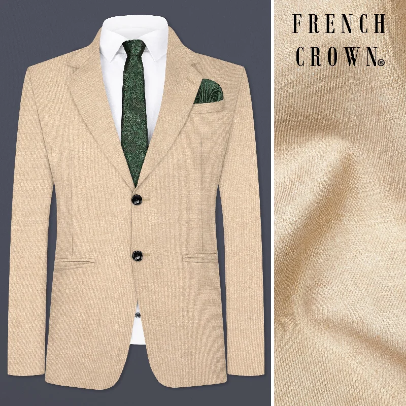 Vanilla Cream Wool Blend Single Breasted Blazer