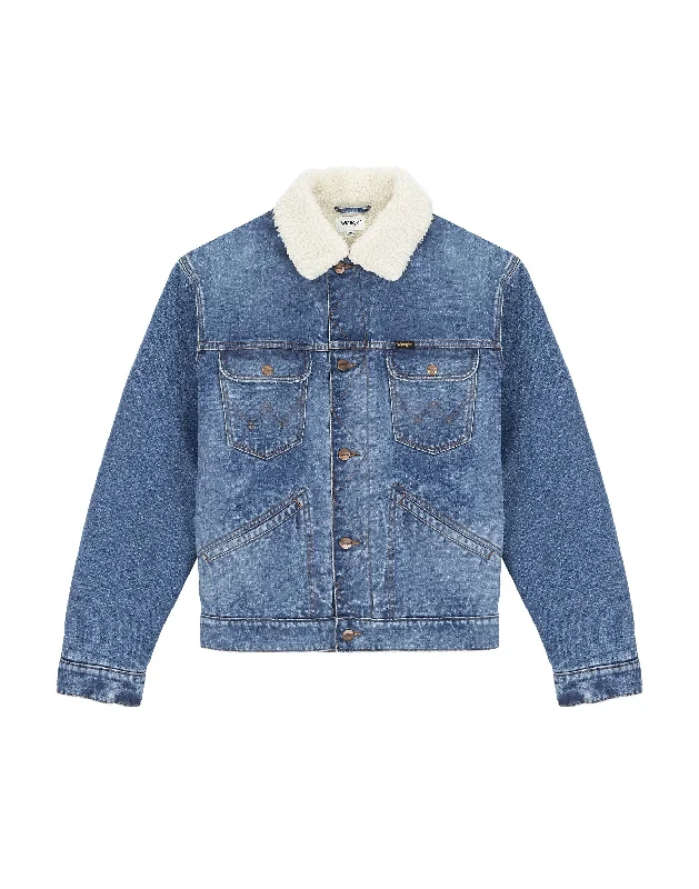 Plus - size men jackets with adjustable drawstrings for a comfortable fitWrangler Mens 124MJ Sherpa Lined Denim Jacket