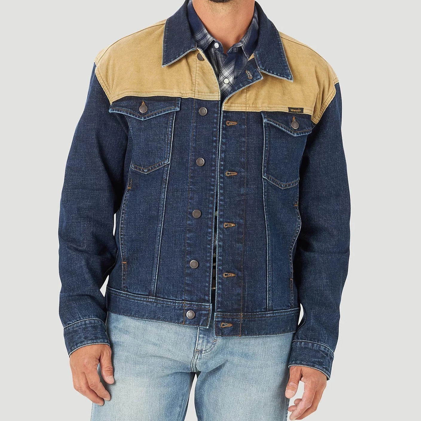Performance - driven men jackets with breathable fabric for sportsWrangler Men's Contrast Corduroy Yoke Unlined Denim Jacket-Tigers Eye