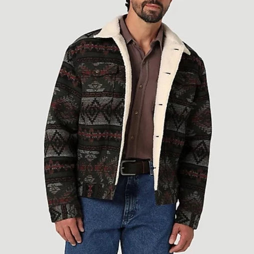 Windbreaker men jackets with UV protection for outdoor activitiesWrangler Men's Sherpa Lined Jacquard Print Jacket in Olive Windbreaker men jackets with UV protection for outdoor activitiesWrangler Men's Sherpa Lined Jacquard Print Jacket in Olive