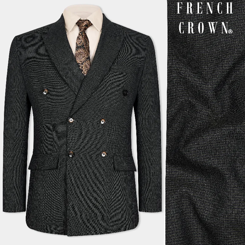 Men's Slim Fit Plaid Blazer in Red and Black for a Festive and Fashionable Holiday LookZeus Black Wool Rich Double Breasted Blazer